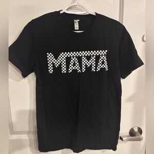 Bella Canvas Black Kids T-Shirt with Checkered 'MAMA' Design